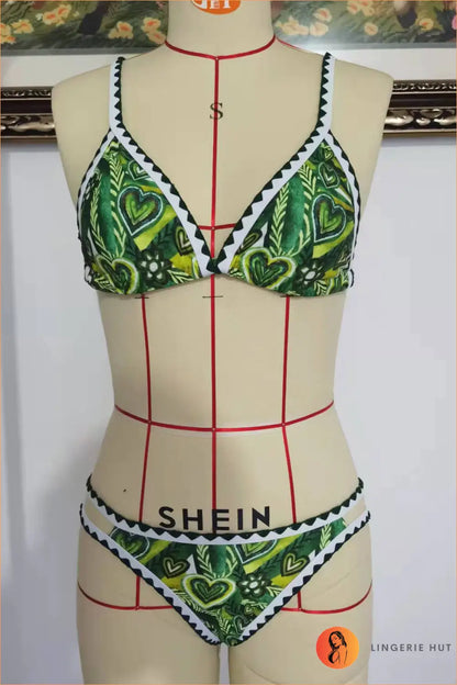 Leopard Print Bikini Set with Scallop Trim