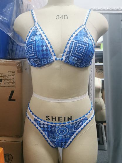 Leopard Print Bikini Set with Scallop Trim - Weekend Ease