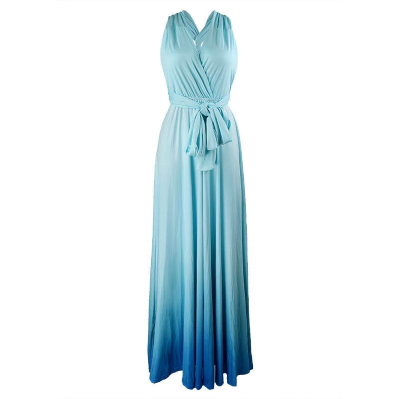 Enchanting Crisscross Backless Lace-up Dress - Gradient Elegance Celebration