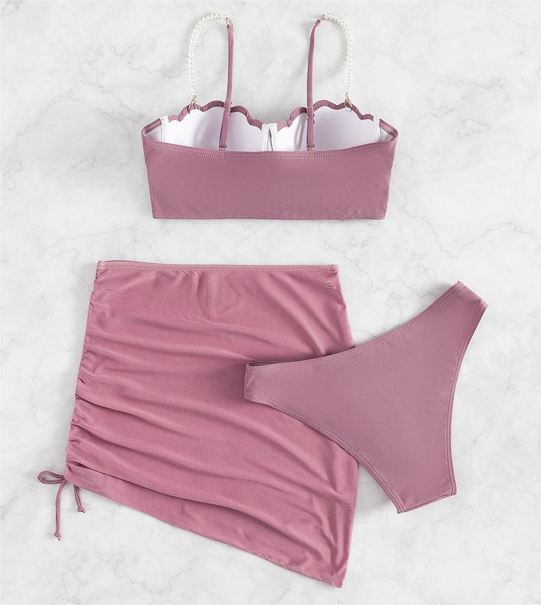 Radiant Solid Color Three-piece Swimsuit Set - Boho Vacation Vibes