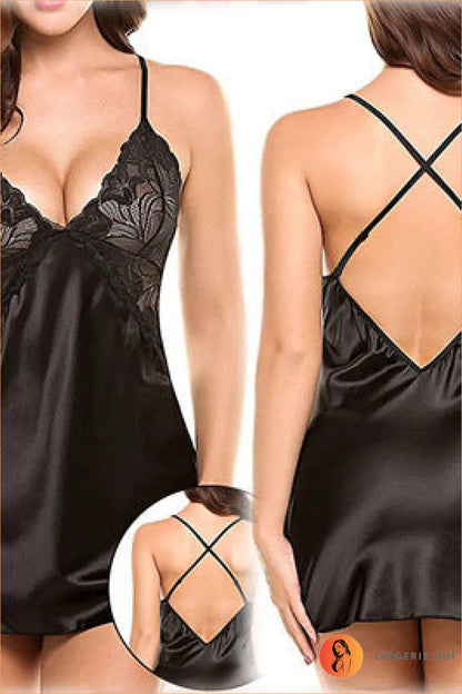 Satin Chemise with Criss Cross Back