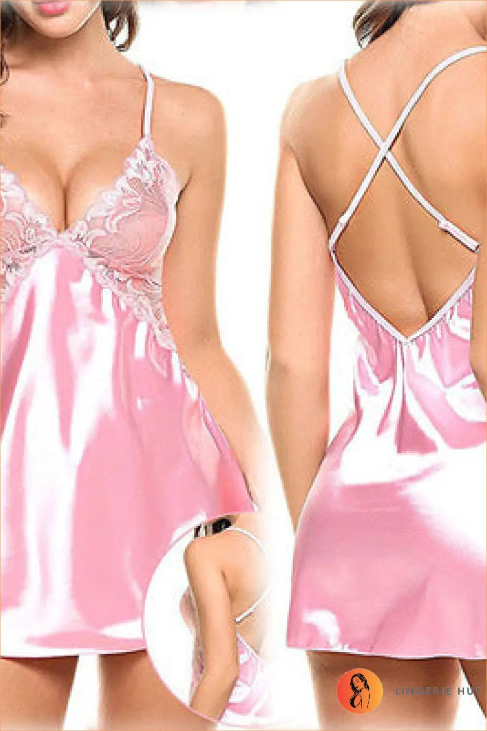 Satin Chemise with Criss Cross Back
