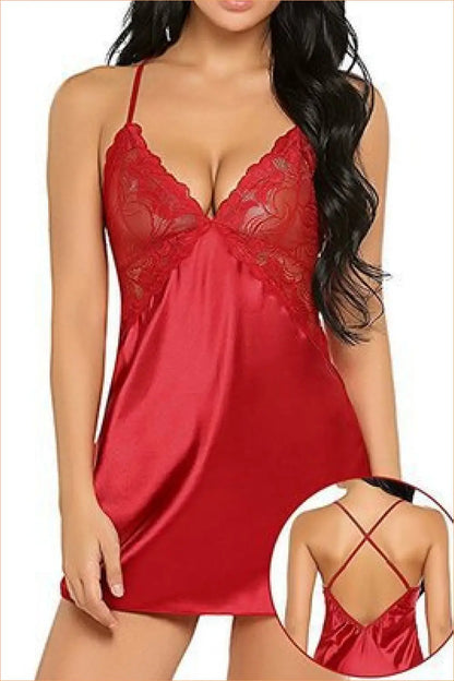 Satin Chemise with Criss Cross Back