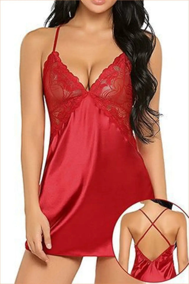 Satin Chemise with Criss Cross Back