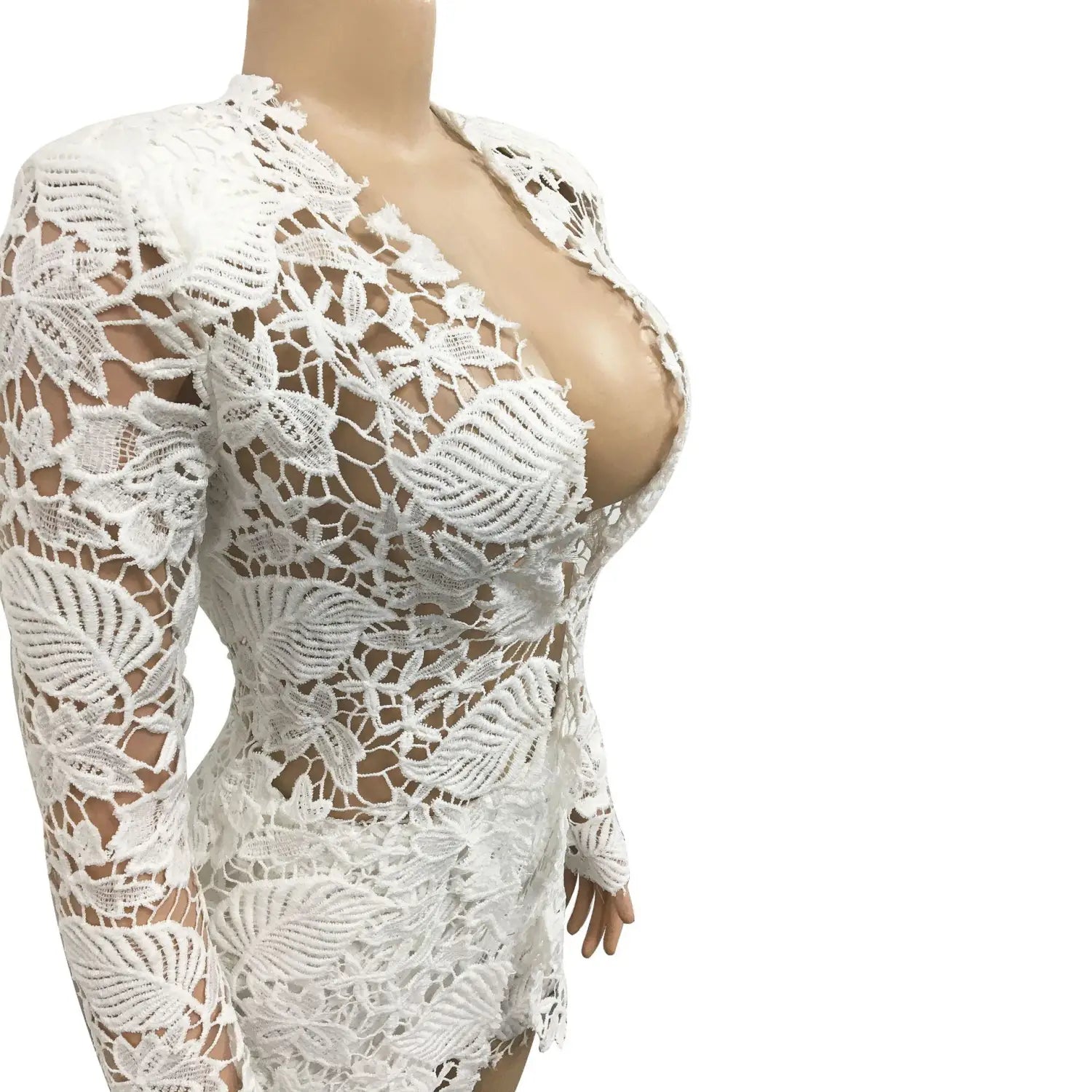 Seductive Lace V-neck Set - Embrace Allure and Elegance