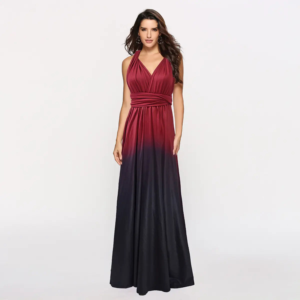 Enchanting Crisscross Backless Lace-up Dress - Gradient Elegance Celebration