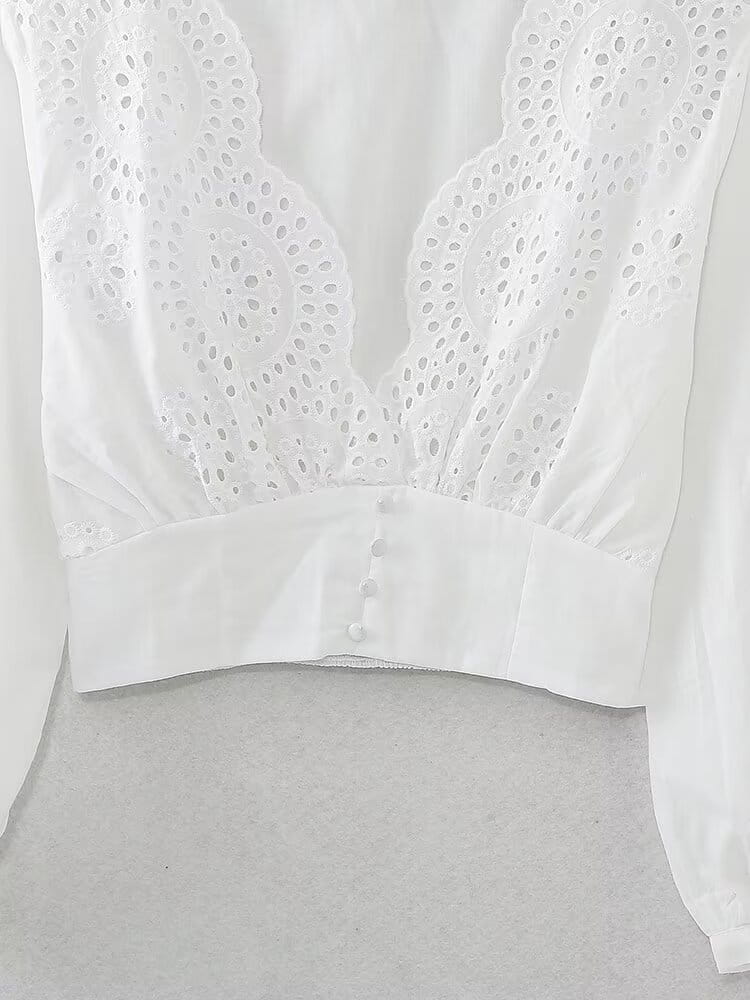 Sexy Embroidered Lace Crop Blouse - Romantic Elegance