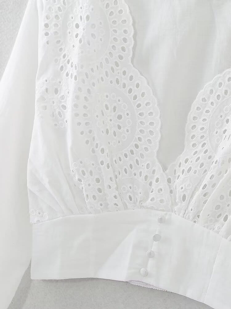 Sexy Embroidered Lace Crop Blouse - Romantic Elegance
