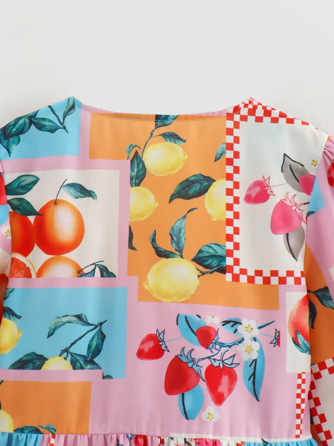 Citrus Print Wrap Blouse – Fruity Flair