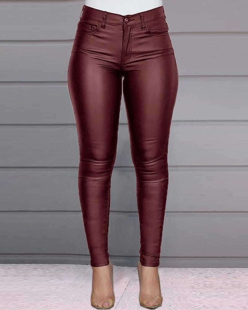 Autumn Faux Leather Leggings - High Rise, Sexy Skinny