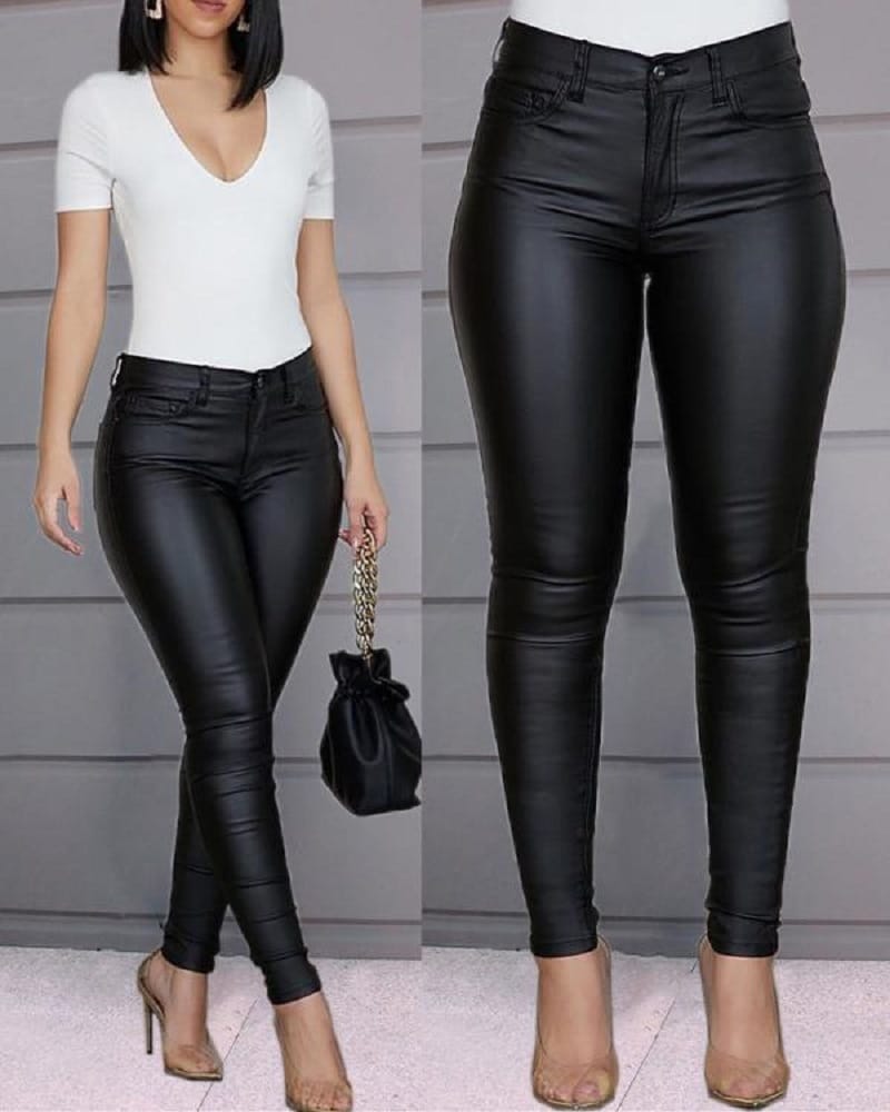 Autumn Faux Leather Leggings - High Rise, Sexy Skinny