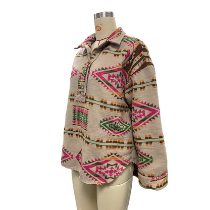 Boho Aztec-Print Pullover – Relaxed & Vibrant