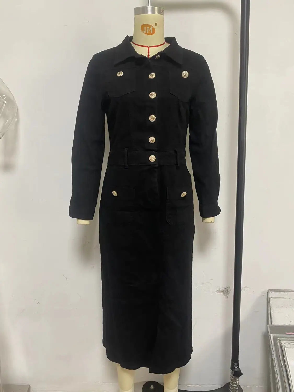 Button-front Denim Midi with Utility Details - Casual Chic