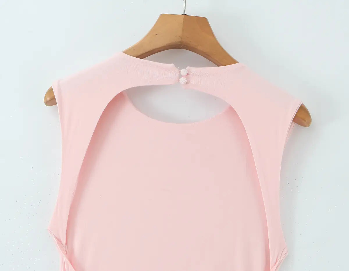 Backless Maxi Dress with Ruched Detail