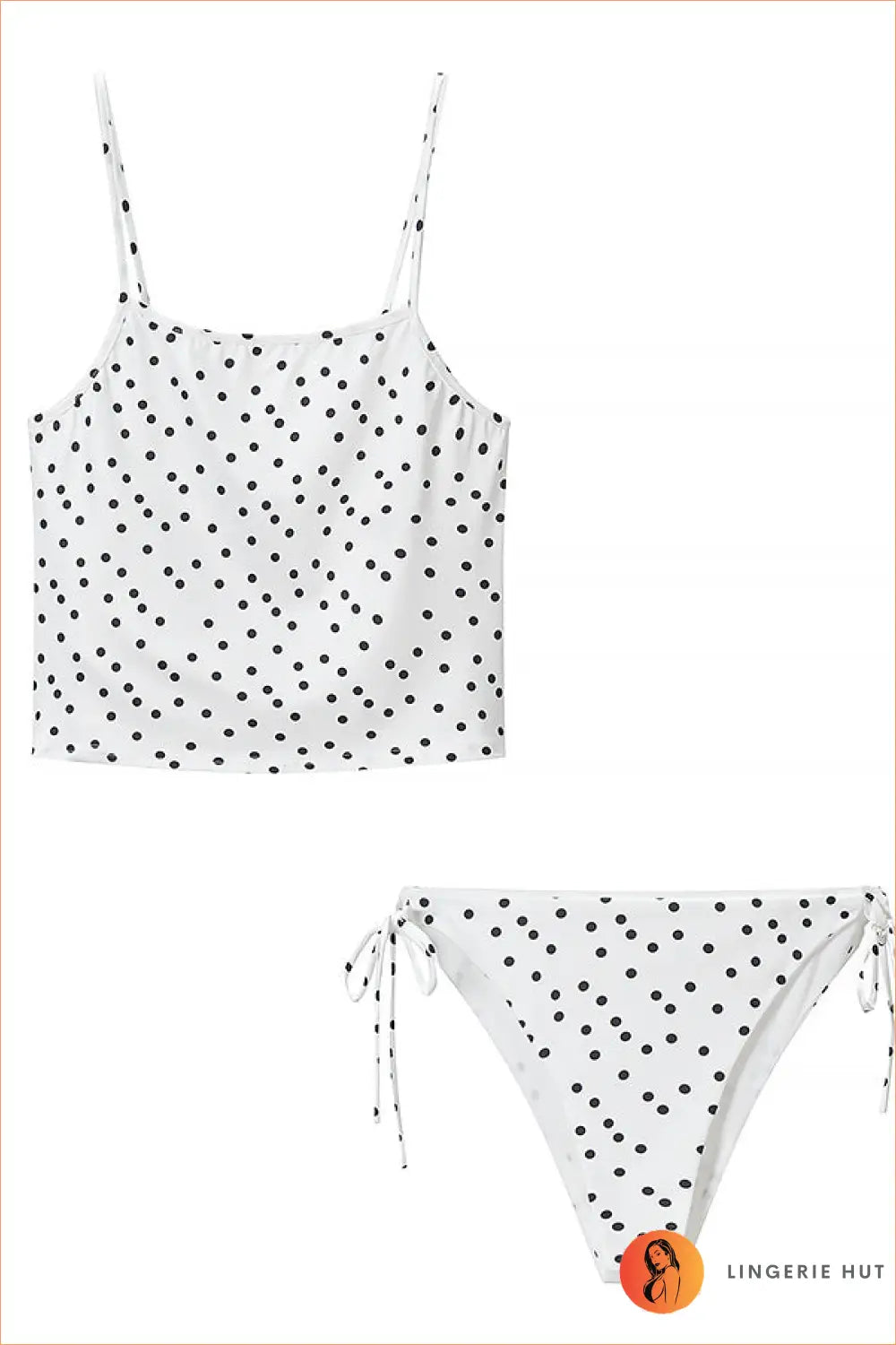 White Polka Dot Tankini Set with Side-Tie Briefs