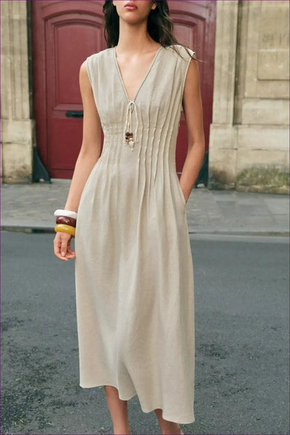 Sleeveless Midi Dress with Tie Neck - Easy Days