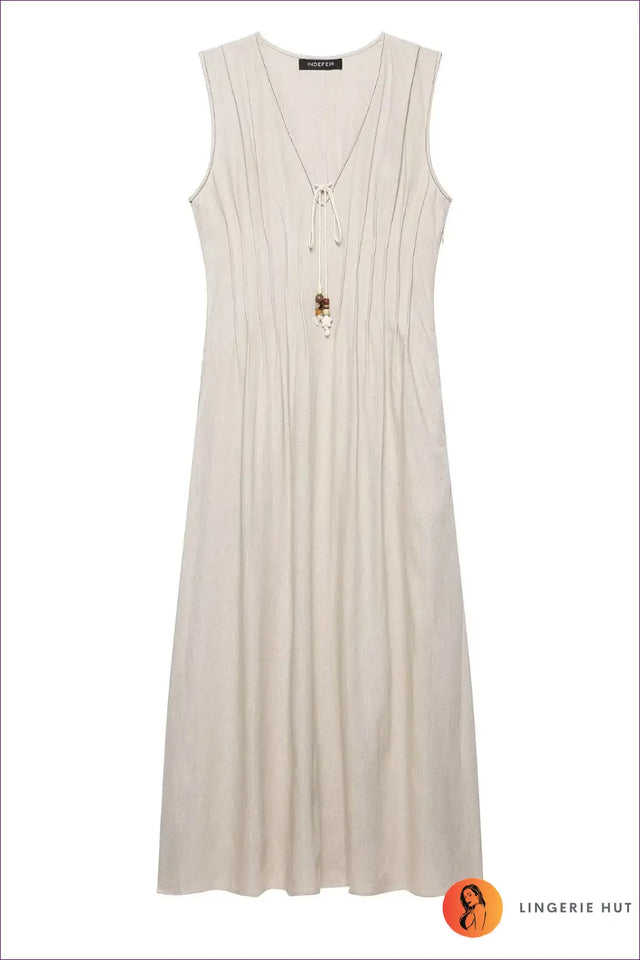 Sleeveless Midi Dress with Tie Neck - Easy Days