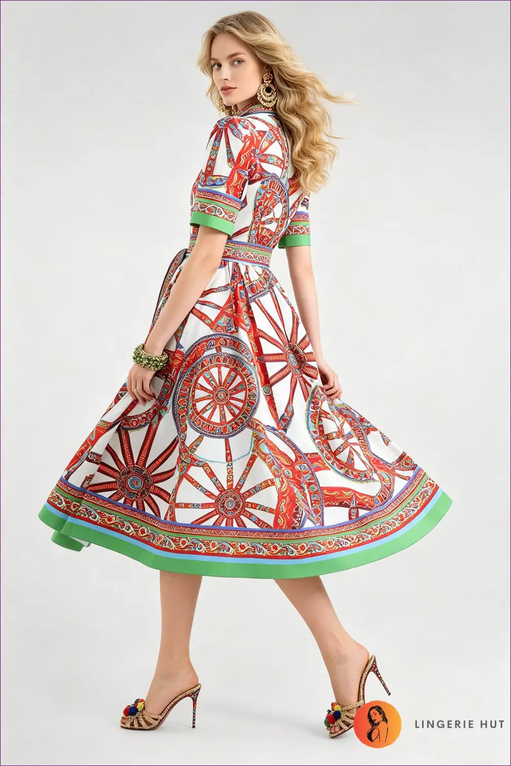 Multi Printed Shirt Dress with Self-Tie Belt - Daytime Ease