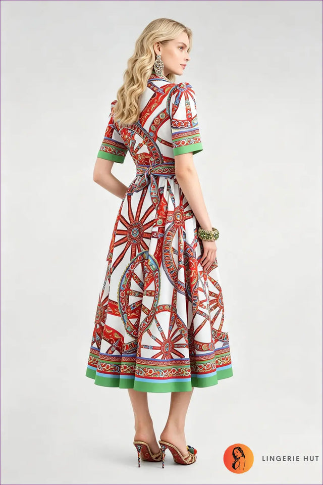 Multi Printed Shirt Dress with Self-Tie Belt - Daytime Ease