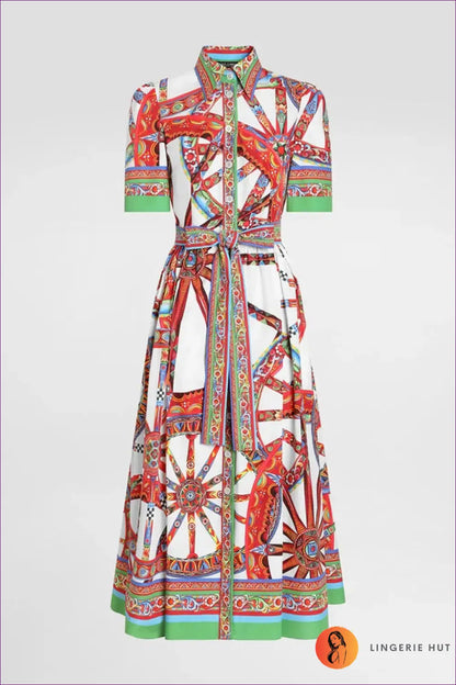 Multi Printed Shirt Dress with Self-Tie Belt - Daytime Ease