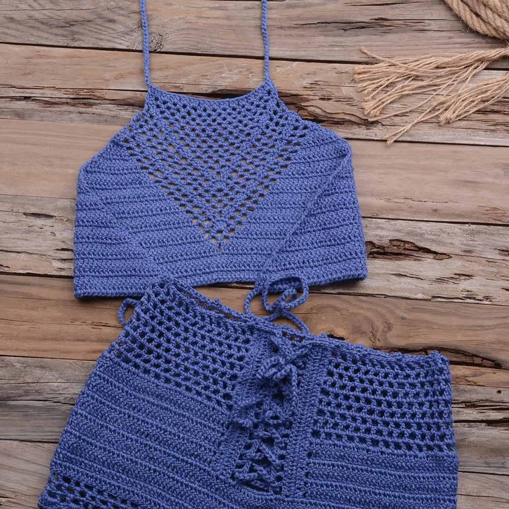 Sexy Handmade Cutout Apron Top & Shorts Suit - Casual Chic