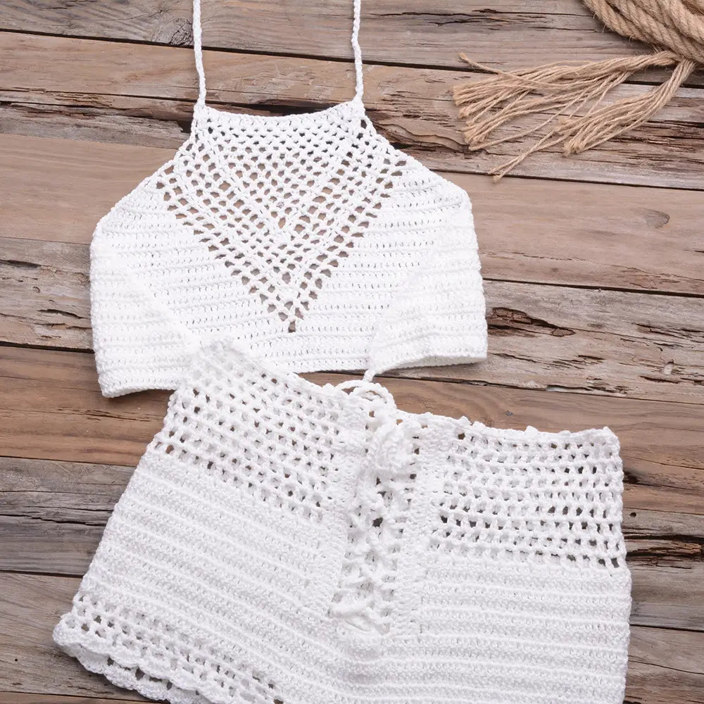 Sexy Handmade Cutout Apron Top & Shorts Suit - Casual Chic