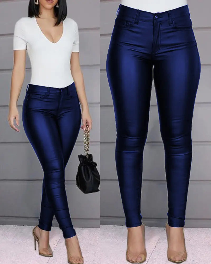 Autumn Faux Leather Leggings - High Rise, Sexy Skinny