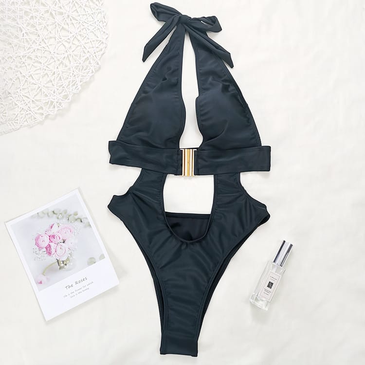 Boho Vacation One-piece Bikini - Sexy Deep v Plunge With Buckle Design