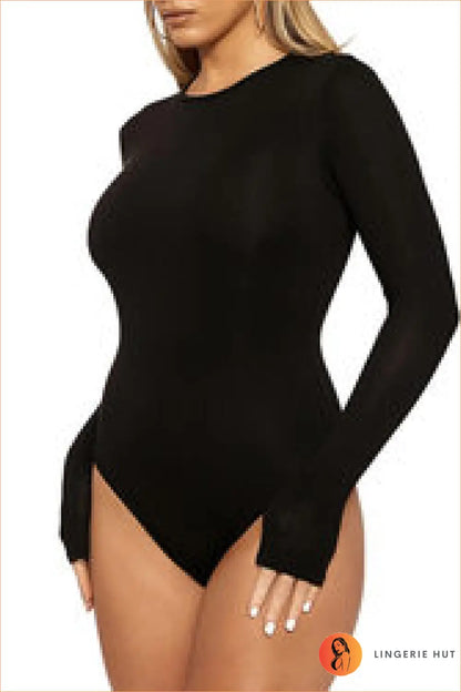 Mauve High-Leg Long-Sleeve Bodysuit