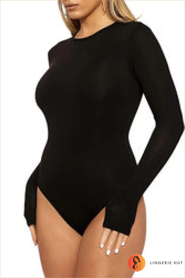 Mauve High-Leg Long-Sleeve Bodysuit