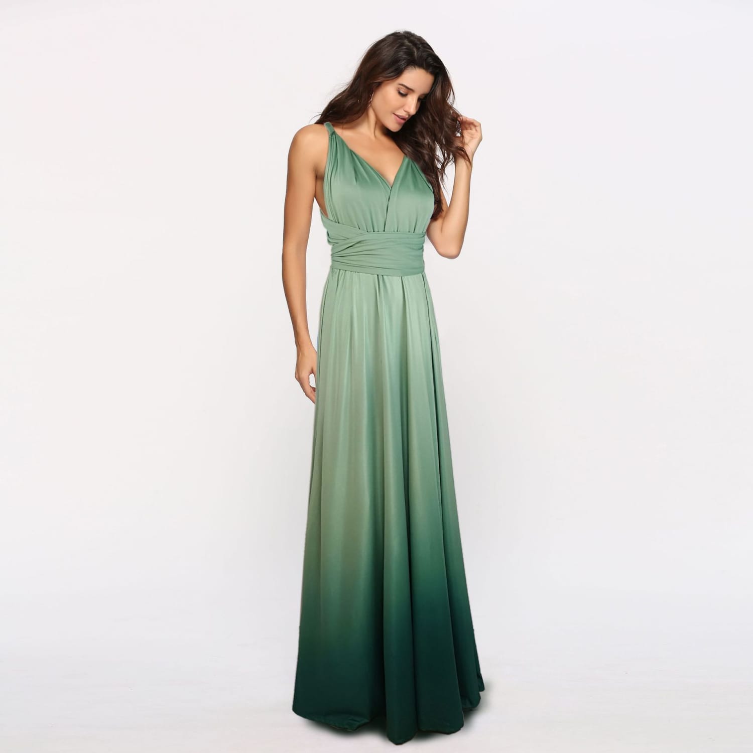 Enchanting Crisscross Backless Lace-up Dress - Gradient Elegance Celebration