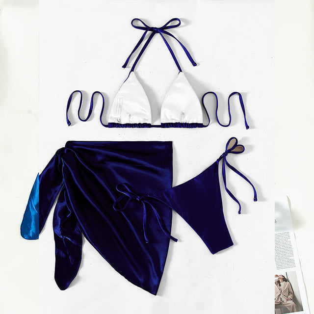 Triangle Bikini Set with Wrap Skirt