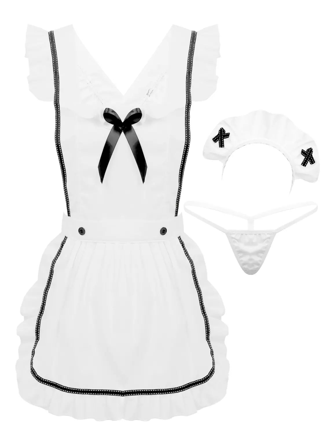 Sultry Maid Apron Outfit - Ruffle Elegance Unveiled