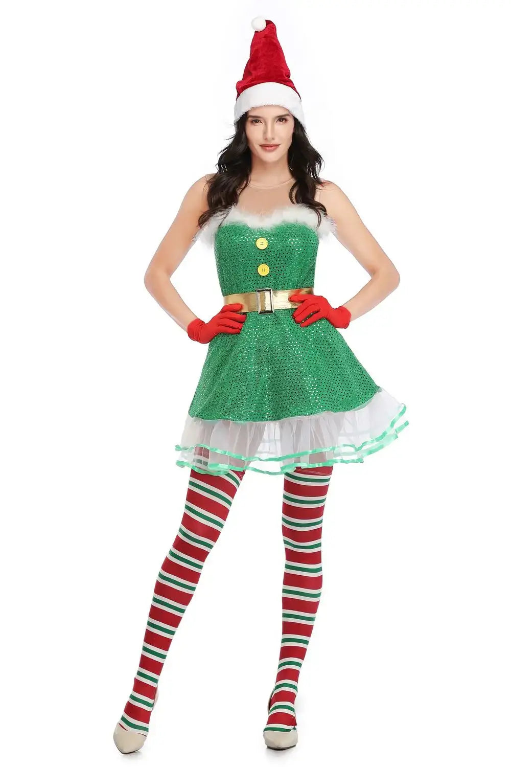 Velvet Elf Mini Dress - Christmas Charm Unleashed