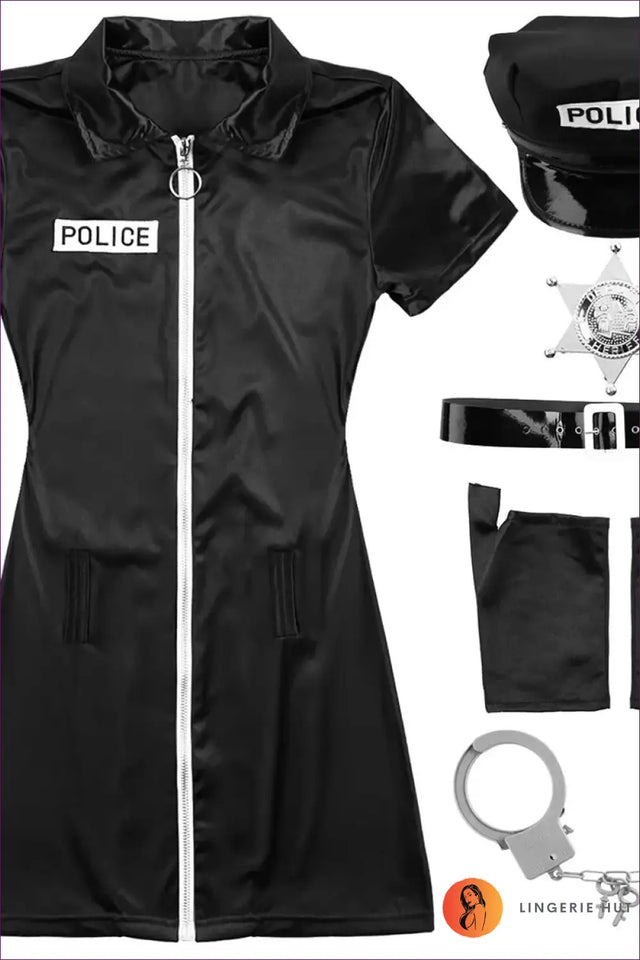 Police Uniform Set with Hat and Belt - Date Night Confidence