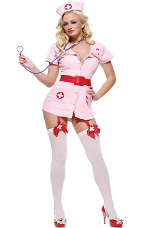 Nurse Costume with Garter Stocking Detail - Playful Charm