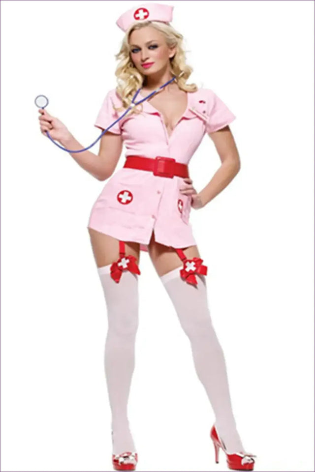 Nurse Costume with Garter Stocking Detail - Playful Charm