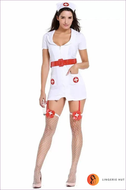 Nurse Costume with Garter Stocking Detail - Playful Charm