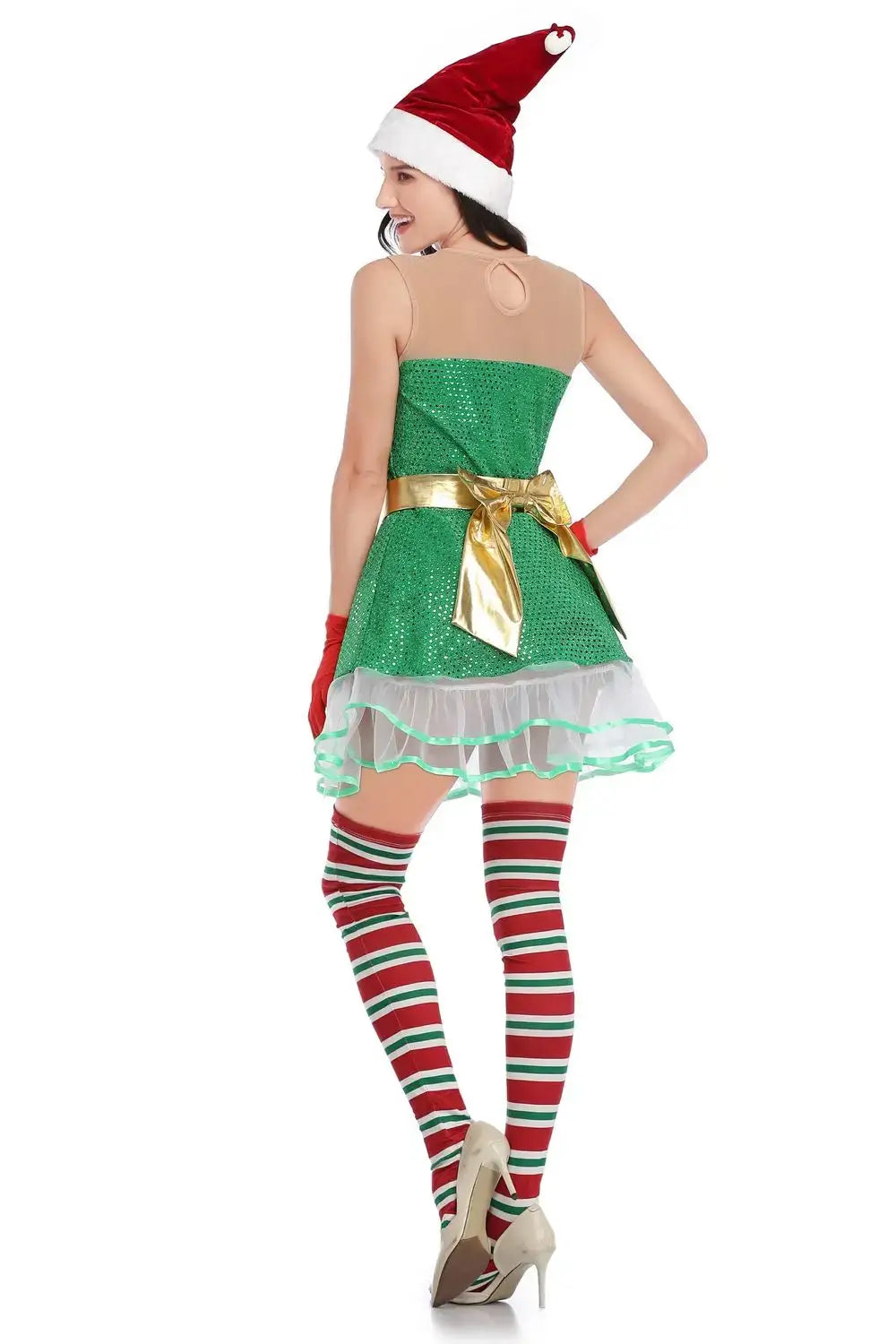 Velvet Elf Mini Dress - Christmas Charm Unleashed
