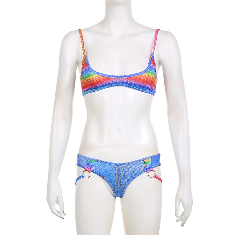 Vibrant Striped Gradient Bikini - Boho Bliss