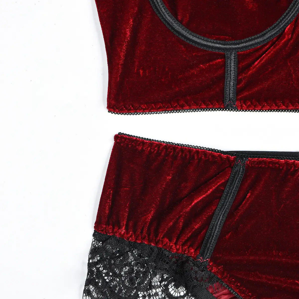 Sexy Burgundy Velvet Longline Set - Elevate your Intimate Moments