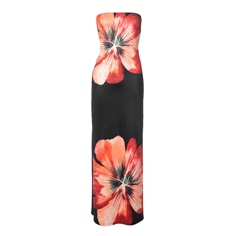 Floral Strapless Bodycon Maxi Dress - Unleash Your Elegance