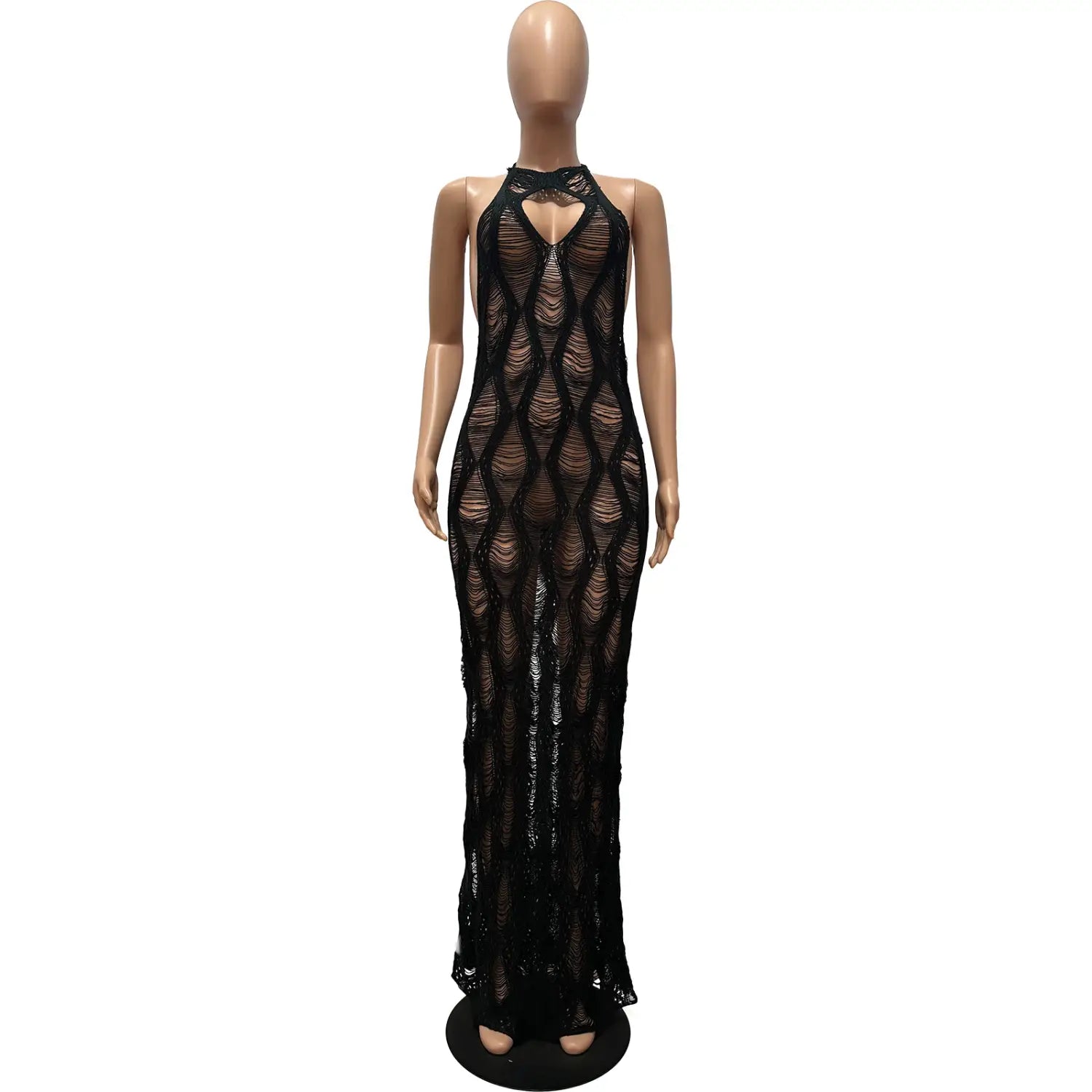 Stunning Black Crochet Maxi Dress - Make a Bold Statement