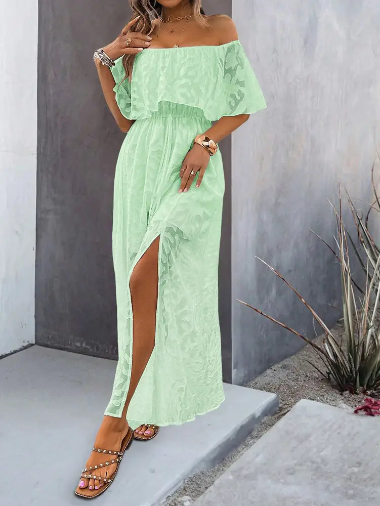 Elegant Off-shoulder Maxi Dress - Embrace Elegance