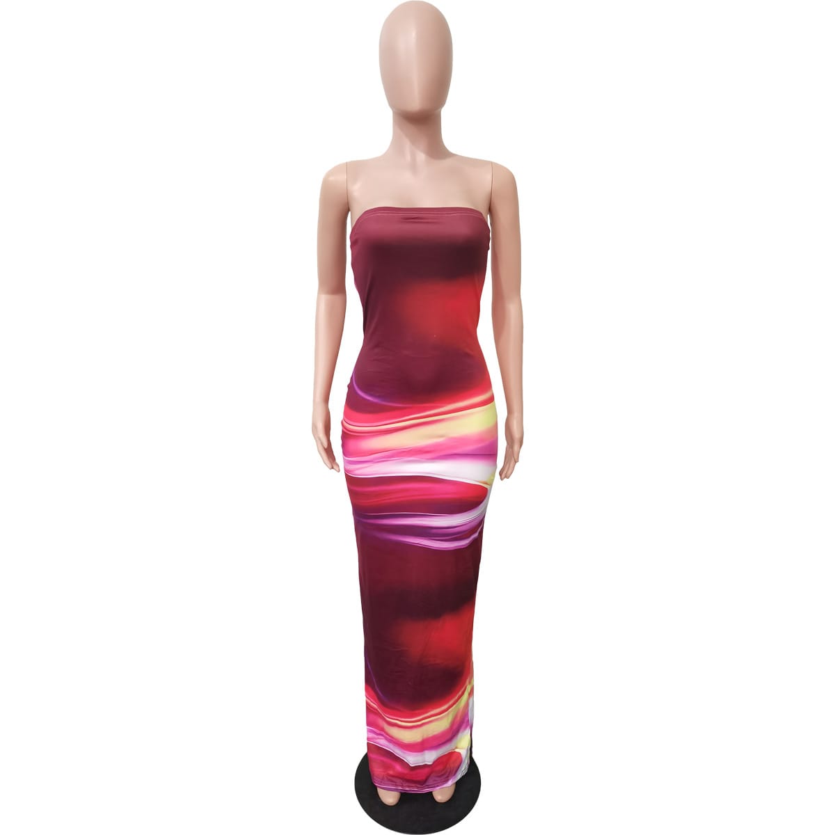 Alluring Split Maxi Dress With Strapless Neckline - Summer Seduction