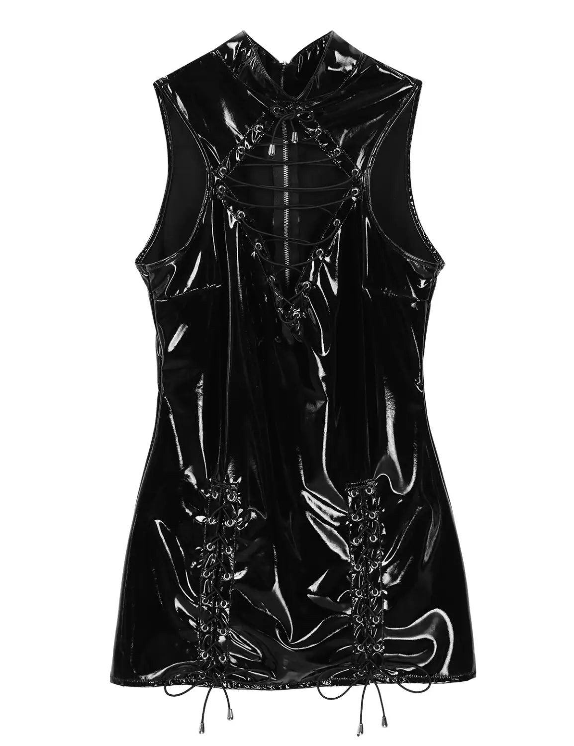 Sexy Patent Leather Strap Dress - Unleash Your Bold Side!