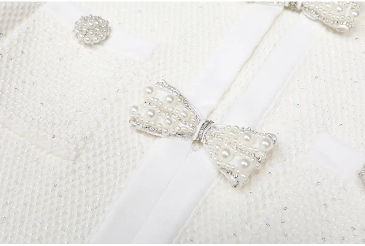 Beaded Knit Midi Dress with Belted Jacket - Elegant Occasion Set