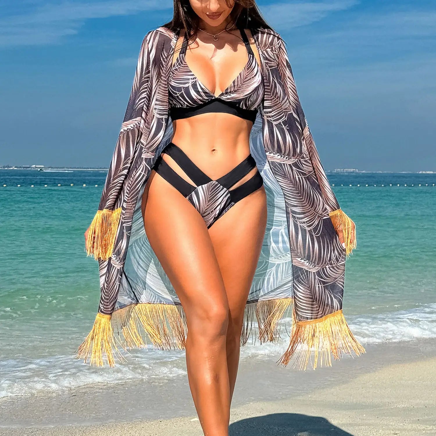 Boho Tassel Bikini Set – Summer Three-piece Swimsuit