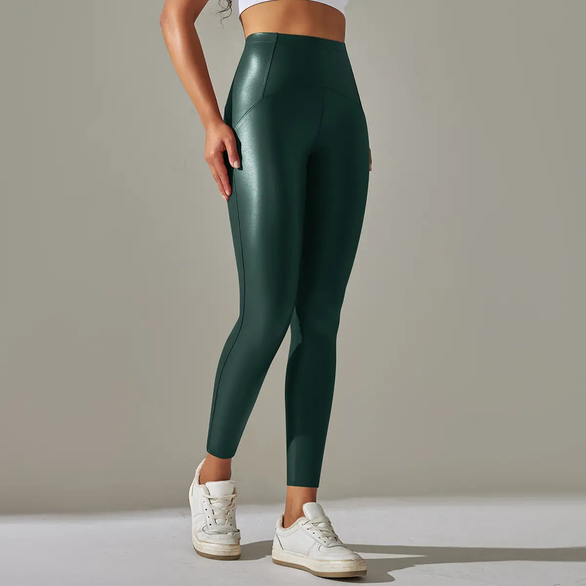 Faux Leather Leggings - High Elastic Sporty Chic