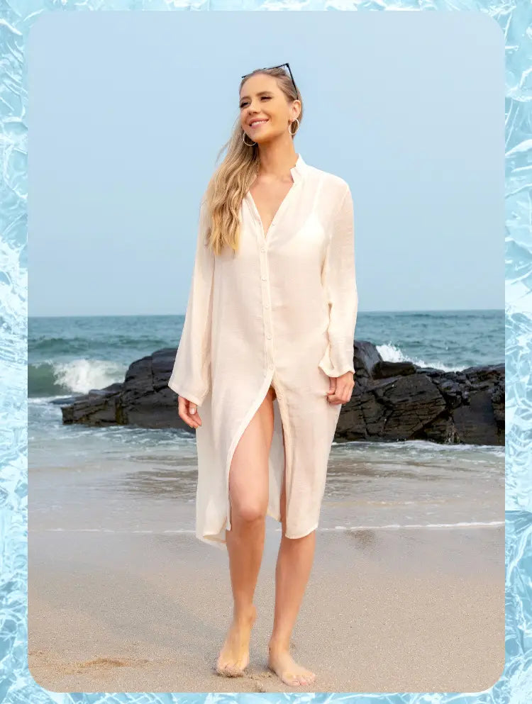 Seaside Serenity Shirt Dress - Your Boho Beach Essential